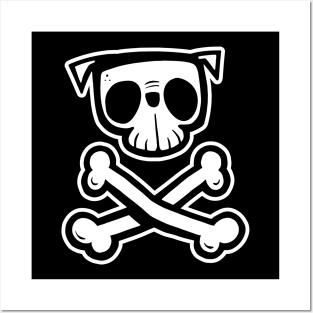 Pug Dog Skull and Crossbones Posters and Art